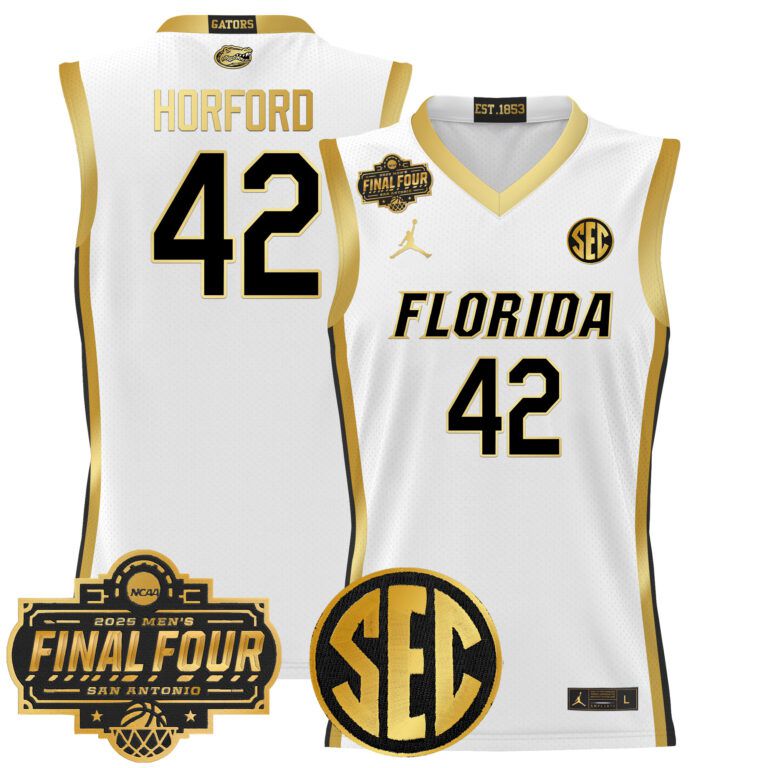 Men Florida Gators #42 Horford white 2025 Final Four Patch NCAA Jersey style 5